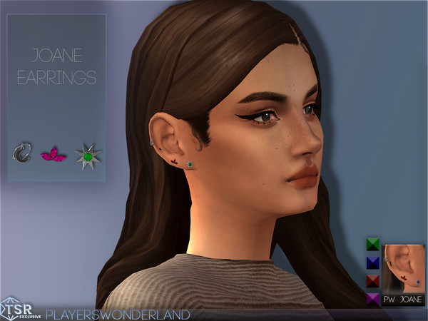 Sims 4 — Joane Earrings by PlayersWonderland — A small collection of a helix piercing and 2 studs on each side. Specs - 4
