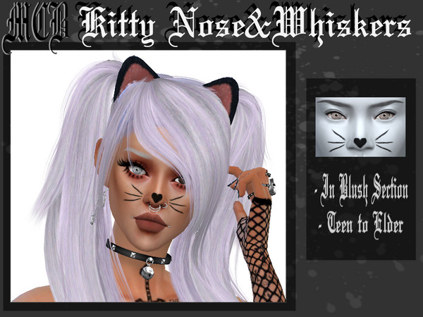 Sims 4 — Kitty Nose & Whiskers by MaruChanBe2 — Cute makeup detail for your cat lovers <3 In blush section.