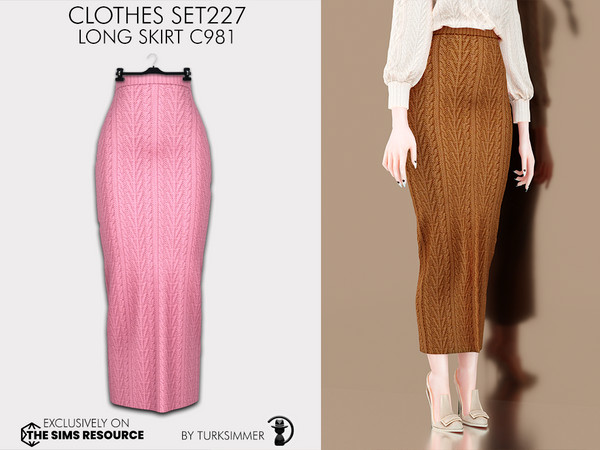 Sims 4 — Clothes SET227 - Long Skirt C981 by Daph's — 10 Swatches Compatible with HQ mod Works with all of skins Custom