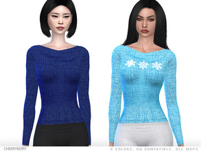 Sims 4 — Winter - Top by CherryBerrySim — Warm knitted winter sweater with optional snowflake design for female sims.