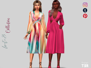 Sims 4 — Midi Cut-out Dress - DR467 by laupipi2 — Enjoy this new midi multicoloured dress (solid colour avaliable). -New