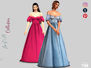 Sims 4 — Embellished gown - DR468 by laupipi2 — Enjoy this new long embellished dress with puffy sleeves. -New custom