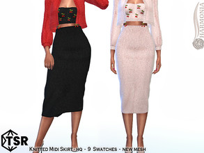 Sims 4 — Knitted Midi Skirt by Harmonia — New Mesh 9 Swatches HQ Please do not use my textures. Please do not re-upload.