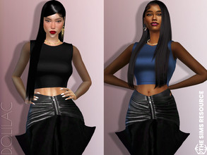 Sims 4 — Tulle Sleeve Crop Top DO721 by DOLilac — Custom thumbnail New Mesh 4 Colors Adult-Elder-Teen-Young Adult For