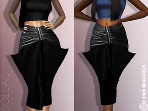 Sims 4 — Draped Leather and Suede Midi Skirt DO722 by DOLilac — Custom thumbnail New Mesh 4 Colors Adult-Elder-Teen-Young
