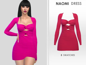 Sims 4 — Naomi Dress by Puresim — Long sleeve mini dress in 5 swatches.