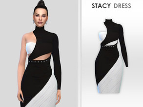 Sims 4 — Stacy Dress by Puresim — Cut out one sleeve dress.