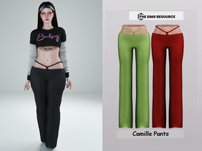 Sims 4 — Camille Pants by couquett — Pants your female sims -24 swatches - new mesh - HQ mod Compatible - Custom