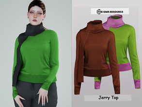 Sims 4 — Jerry Blouse by couquett — Confortable top for your female sims - 17 swatches - new mesh - HQ mod Compatible -