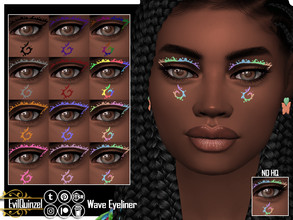 Sims 4 — Wave Eyeliner by EvilQuinzel — A little graphic eyeliner in 12 swatches for your sims. - Eyeliner category; -
