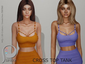 Sims 4 — Cross Top Tank by pizazz — Sims 4. Base Game fits all-sized sims. Cross top tank. Make it your own style! Sims 4