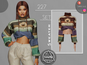 Sims 4 — SET 227 - Bear Sweater by Camuflaje — Fashion trendy cute set that includes a bear sweater & pants ** Part