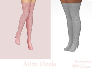 Sims 4 — Aliza Heels by Dissia — Thigh high suede heels Available in 48 swatches