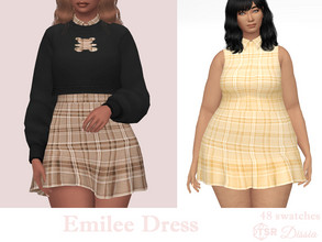 Sims 4 — Emilee Dress by Dissia — Sleeveless short dress with collar fastened in top part Available in 48 swatches
