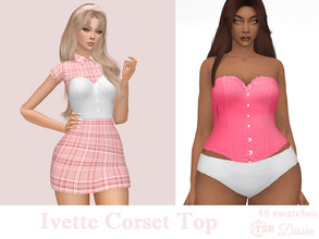 Sims 4 — Ivette Corset Top by Dissia — Tucked corset top in many colors Available in 48 swatches