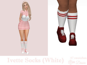 Sims 4 — Ivette Socks (White) by Dissia — Under the knee calf white socks with two straps Available in 47 swatches