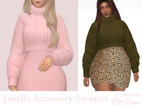 Sims 4 — Janelle Accessory Sweater by Dissia — Turtleneck accessory short knitted jumper Available in 47 swatches Right
