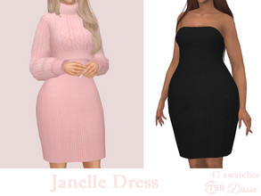 Sims 4 — Janelle Dress by Dissia — Sleeveless midi tight tube ribbed dress Available in 47 swatches