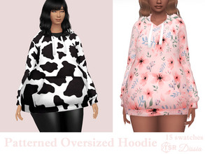 Sims 4 — Patterned Oversized Hoodie by Dissia — Oversized comfortable hoodie in many patterns like cow, flowers,