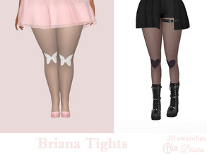 Sims 4 — Briana Tights by Dissia — Transparent white or black tights with cute prints on knees (hearts, butterflies,
