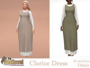 Sims 4 — Ye Medieval - Clarice Dress by Dissia — Layered medieval themed long sleeves long dress Available in 10 swatches