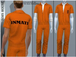 Sims 4 — OVERALLS PRISON by Sims_House — OVERALLS PRISON 4 options. Male Prison Jumpsuit for The Sims 4.