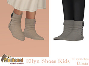 Sims 4 — Ye Medieval - Ellyn Shoes Kids by Dissia — Simple calf everyday boots in medieval style for children Available