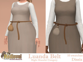 Sims 4 — Ye Medieval - Luanda Accessory Belt by Dissia — Accessory leather waist belt with bag for coins / money