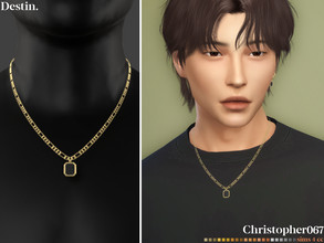 Sims 4 — Destin Necklace by christopher0672 — This is an elegant Figaro chain necklace with a sleek rectangle onyx