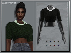 Sims 4 — Polo Collared Jumper by _WAZOWSKI_ — All Texture Maps New Mesh 8 Colors HQ Compatible