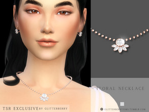 Sims 4 — Floral Necklace  by Glitterberryfly — A rose gold chain with a floral diamond pendant