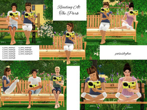 Sims 3 — Reading In The Park by jessesue2 — These poses were designed on a park bench, but may work on a couch. I've