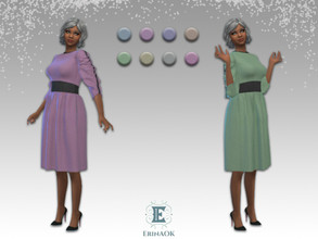 Sims 4 — Women's Dress 01.22.23 by ErinAOK — Women's Poplin & Leather Dress 8 Swatches