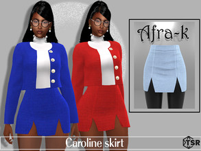 Sims 4 — Caroline skirt by akaysims — Knit cross split hem skirt. Comes in 15 swatches. -HQ Compatible