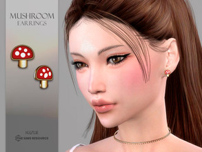 Sims 4 — Mushroom Earrings by Suzue — -New Mesh (Suzue) -10 Swatches -For Female -HQ Compatible