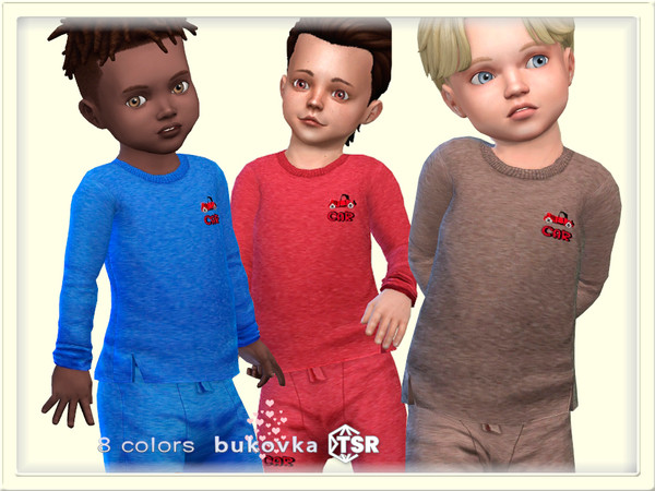 Sims 4 — Shirt Car by bukovka — Shirt for toddlers of boys. Installed standalone, suitable for the base game. 5 color