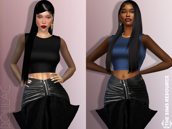Sims 4 — Tulle Sleeve Crop Top DO721 by DOLilac — Custom thumbnail New Mesh 4 Colors Adult-Elder-Teen-Young Adult For