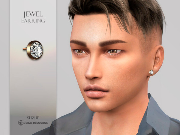 Sims 4 — Jewel Earring (Left Side) by Suzue — -New Mesh (Suzue) -12 Swatches -For Female -HQ Compatible