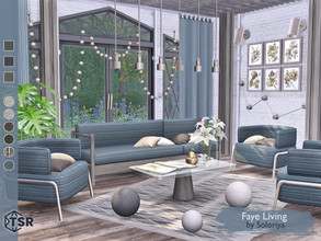 Sims 4 — Faye Living by soloriya — A set of modern furniture for living rooms. Includes 10 objects: --armchair, --three