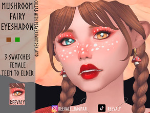 Sims 4 — Mushroom Fairy Eyeshadow by Reevaly — 3 Swatches. Teen to Elder. Female. Base Game compatible. Please do not