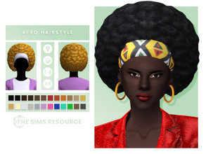 Sims 4 — Afro Hairstyle by OranosTR — Afro Hairstyle is a afro hairstyle for female sims. This hair has 24 EA colors,