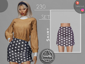 Sims 4 — SET 230 - Polka Dot Skirt by Camuflaje — Fashion trendy cute set that includes a sweater with a turtleneck &
