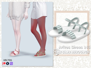 Sims 4 — Pleated sandals / 144 by Arltos — 11 colors. HQ compatible.