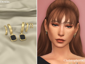 Sims 4 — Destin Earrings AF by christopher0672 — This is a funky pair of rectangle onyx pendant hoop earrings + 2 simple
