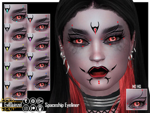 Sims 4 — Spaceship Eyeliner by EvilQuinzel — An eyeliner with a lot of options for a extraterrestrial look. - Eyeliner