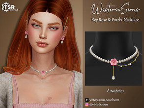 Sims 4 — Rey Rose & Pearls Necklace by WisteriaSims — **FOR WOMAN **NEW MESH *TEEN TO ELDER - Necklace Category - 8