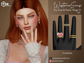 Sims 4 — Rey Rose & Pearls RingsV1 (left) by WisteriaSims — **FOR WOMAN **NEW MESH *TEEN TO ELDER - Rings Category