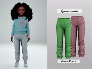 Sims 4 — Amma Long Pants (Kids) by couquett — pant for kids - 8 swatches - new mesh - HQ mod Compatible - Custom