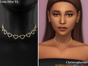 Sims 4 — Love Dive Necklace V1 by christopher0672 — This is a dazzling diamond heart pendant chain necklace. 21 Colors
