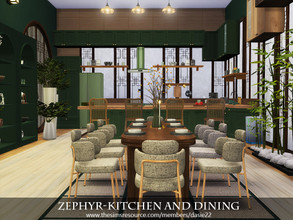 Sims 4 — Zephyr-Kitchen and Dining by dasie22 — Zephyr-Kitchen and Dining is an Asian fusion of modernity and tradition.